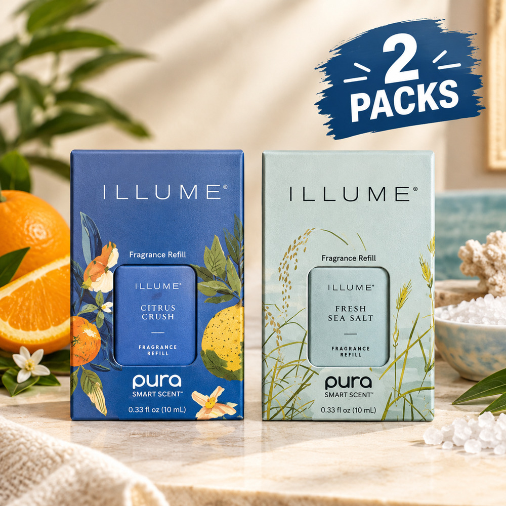 2 Pack ILLUME Pura Fragrance Refill Citrus Crush Fresh Sea Salt 0.33 oz